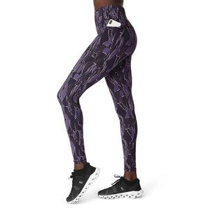 SWEATY Betty BNWOT "Zero Gravity" Tights Full Length New Pullon Black Abstract.